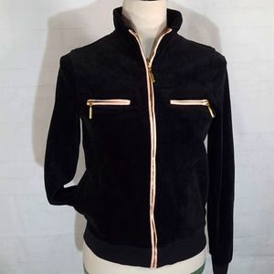 Worth New York Black And Pink Velour Zip Up NWOT